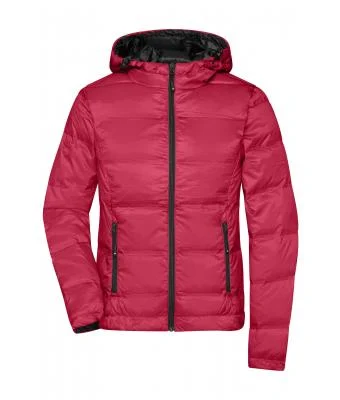 James & Nicholson, Ladies' Hooded Down Jacket, red/black