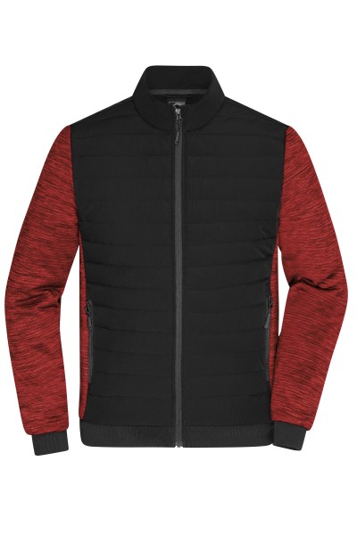 James & Nicholson, Men's Padded Hybrid Jacket, black/red-melange