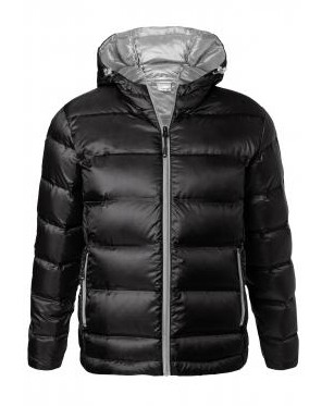 James & Nicholson, Men's Hooded Down Jacket, black/silver