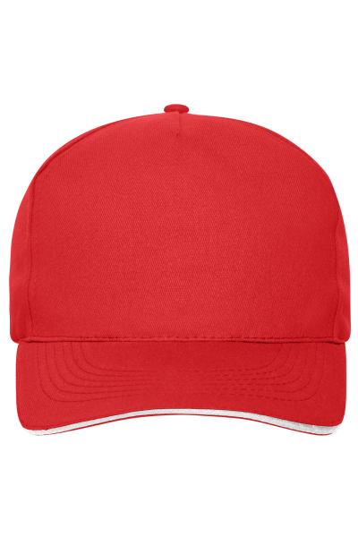 myrtle beach, 5 Panel Sandwich Cap Bio Cotton, red/white