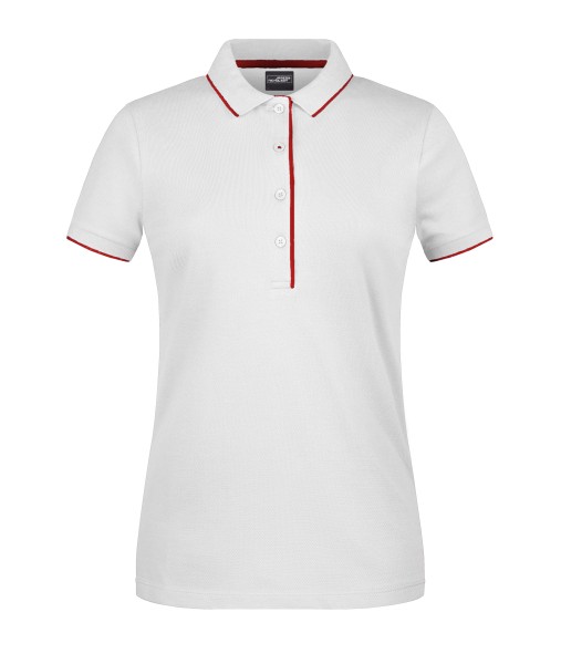 James & Nicholson, Ladies' Polo Stripe, white/red