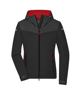 James & Nicholson, Ladies' Allweather Jacket, black/carbon/light-red