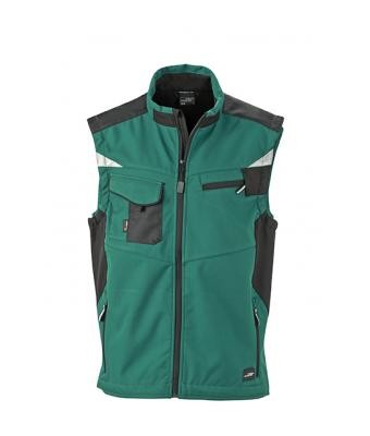 James & Nicholson, Workwear Softshell Vest - STRONG -, dark-green/black