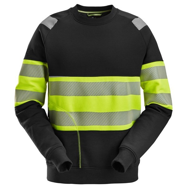 Snickers 2830, High-Vis-Sweatshirt, Warnschutzklasse 1, Black/High vis yellow