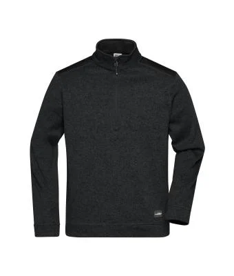 James & Nicholson, Men's Knitted Workwear Fleece Half-Zip - STRONG -, black/black