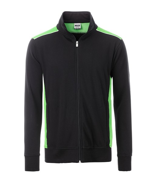 James & Nicholson, Men's Workwear Sweat Jacket - COLOR -, black/lime-green