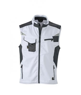 James & Nicholson, Workwear Softshell Vest - STRONG -, white/carbon