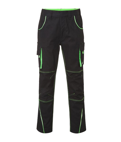 James & Nicholson, Workwear Pants - COLOR -, black/lime-green