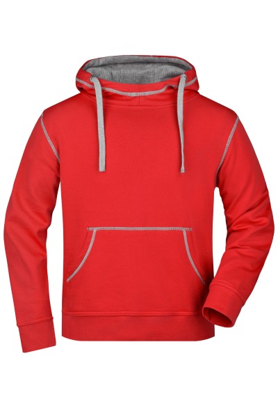 James & Nicholson, Men's Lifestyle Hoody, red/grey-heather