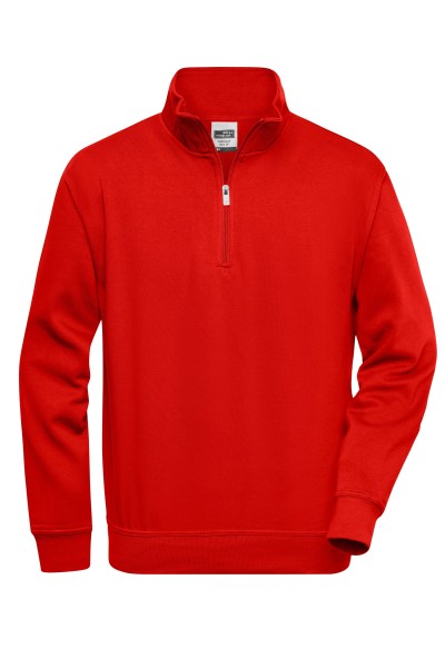 James & Nicholson, Workwear Half Zip Sweat, red