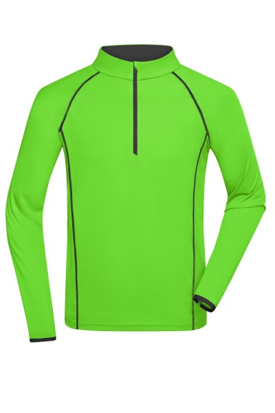 James & Nicholson, Men's Sports Shirt Longsleeve, bright-green/schwarz