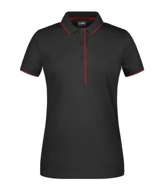 James & Nicholson, Ladies' Polo Stripe, black/red