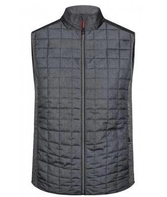 James & Nicholson, Men's Knitted Hybrid Vest, grey-melange/anthracite-melange