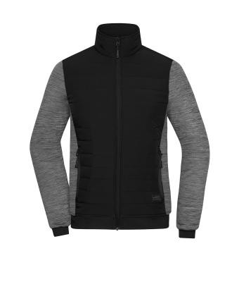 James & Nicholson, Ladies' Padded Hybrid Jacket, black/carbon-melange