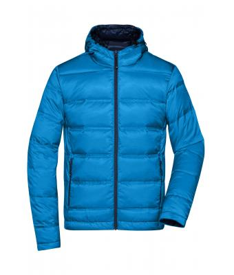 James & Nicholson, Men's Hooded Down Jacket, blue/navy