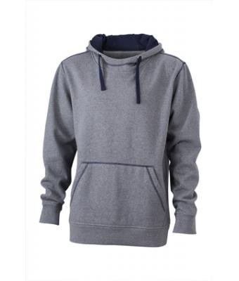 James & Nicholson, Men's Lifestyle Hoody, grey-melange/navy