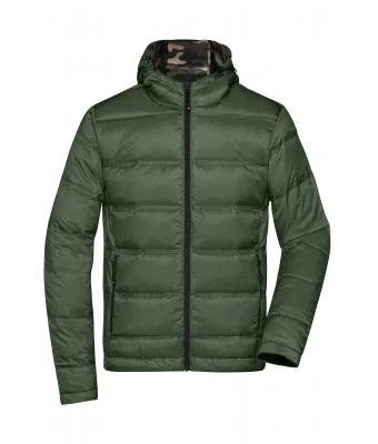 James & Nicholson, Men's Hooded Down Jacket, olive/camouflage