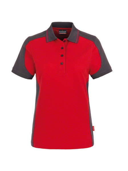 HAKRO, Damen Poloshirt Contrast MIKRALINAR®, rot/anthrazit