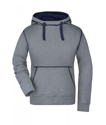 James & Nicholson, Ladies' Lifestyle Hoody, grey-melange/navy