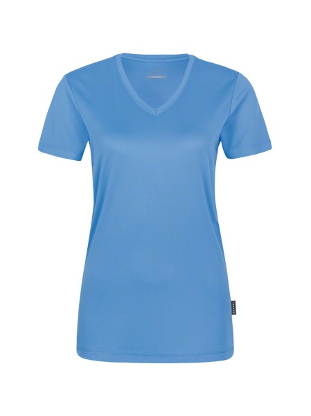 HAKRO, Damen V-Shirt COOLMAX®, malibublau