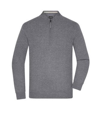 James & Nicholson, Men's Half-Zip Troyer, grey-heather