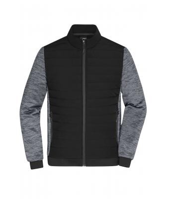 James & Nicholson, Men's Padded Hybrid Jacket, black/carbon-melange