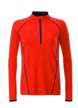 James & Nicholson, Ladies' Sports Shirt Longsleeve, bright-orange/black