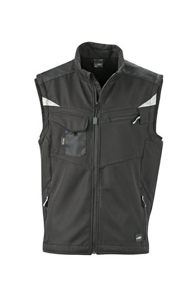 James & Nicholson, Workwear Softshell Vest - STRONG -, black/black