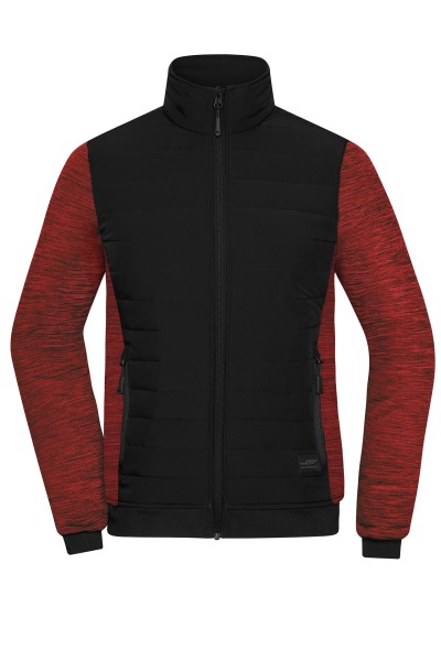 James & Nicholson, Ladies' Padded Hybrid Jacket, black/red-melange