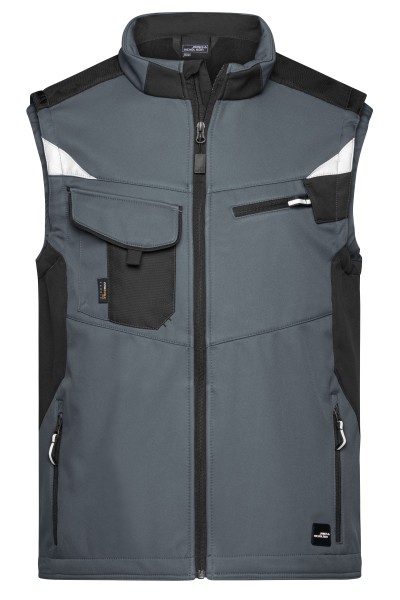 James & Nicholson, Workwear Softshell Vest - STRONG -, carbon/black